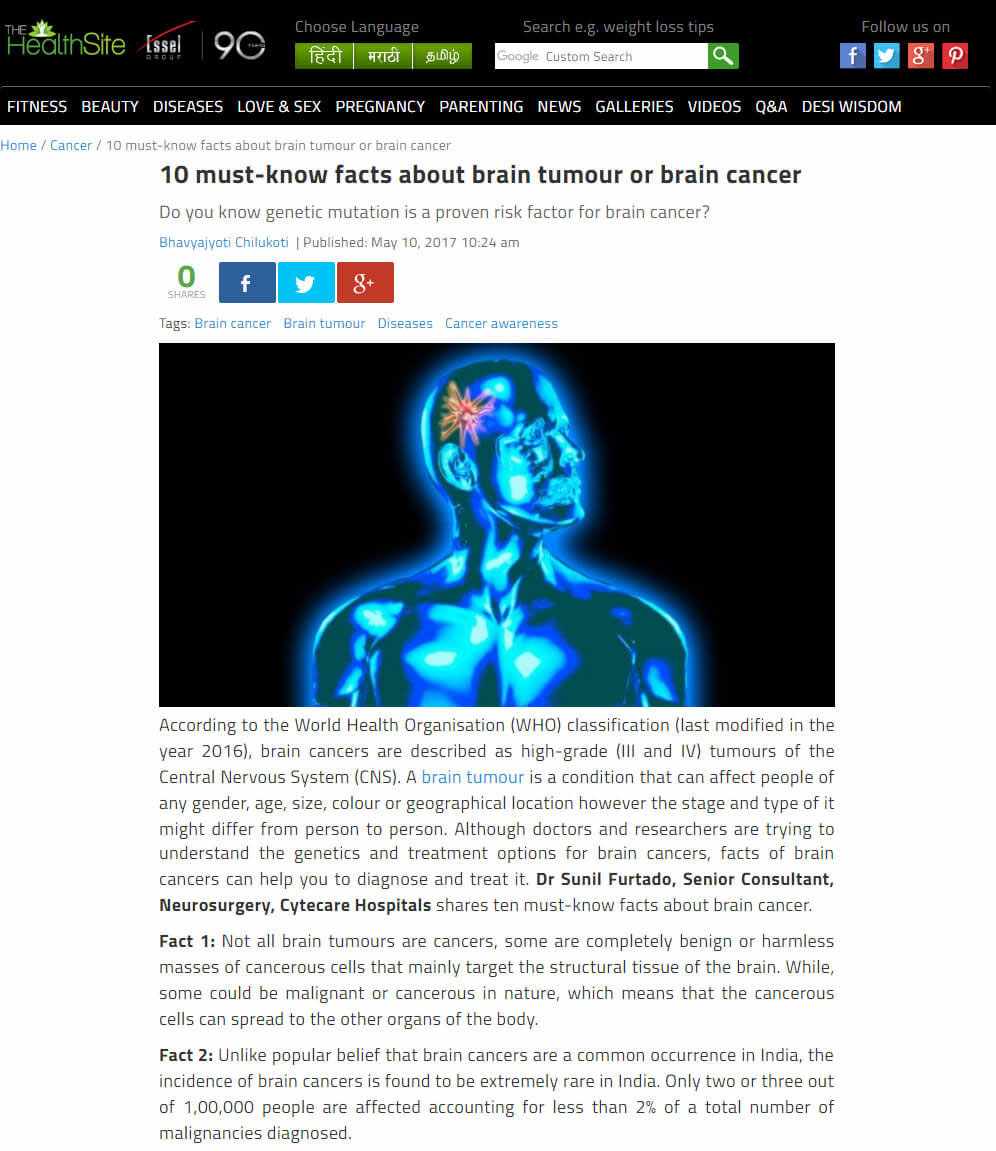 10 Must Know Facts About Brain Tumour or Brain Cancer