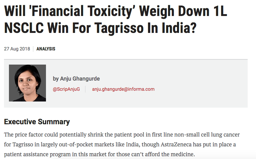 Will Financial Toxicity Weigh Down 1L NSCLC Win For Tagrisso In India