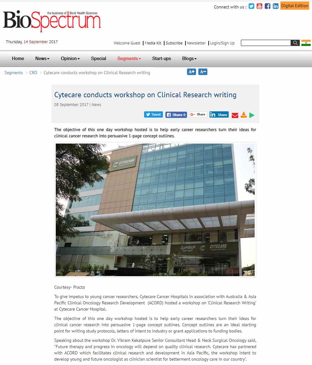Cytecare conducts workshop on Clinical Research writing